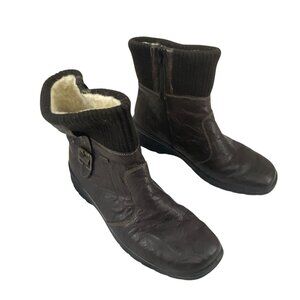 Rieker Ankle Boots Womens Size 41 Sweater Cuff Brown Leather Zipper Warm Outdoor
